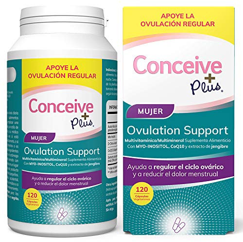 Conceive Plus Ovulación Suplemento para la Fertilidad en el SOP, Mio-Inositol, Jengibre, CoQ10, Equilibrio Hormonal para Mujeres 120 Cápsulas