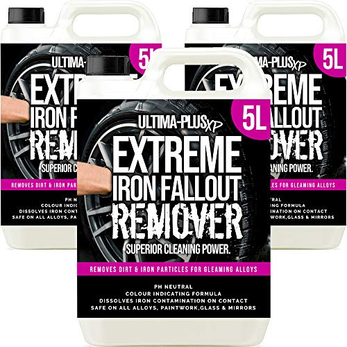 Ultima-Plus XP Extreme Iron Fallout Remover - Safe for all Wheel Types - Removes Iron Particles & Dirt from Paintwork, Alloys, Metal, Glass, Mirrors and More - pH Neutral Formula (15 Litres)