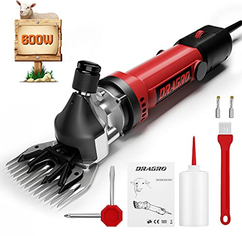 Dragro Sheep Clippers 600W, Professional Animal Shearing Machine, Farm Livestock Grooming Kit, Heavy Duty Electric Clippers for Thick Coat Animals (Sheep Clippers-600W)