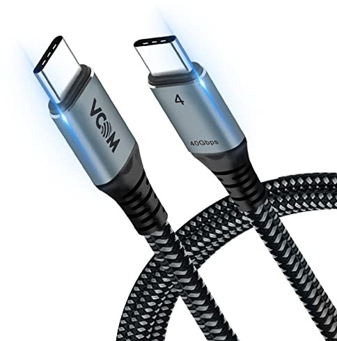 VCOM Câble USB 4 (1,2 m) avec transfert de données 40 Gbit/s, simple vidéo 8K ou double 4K, charge 100 W, USB C compatible avec Thunderbolt 4/3 MacBook, DELL XPS, Surface Pro, station d'accueil, eGPU
