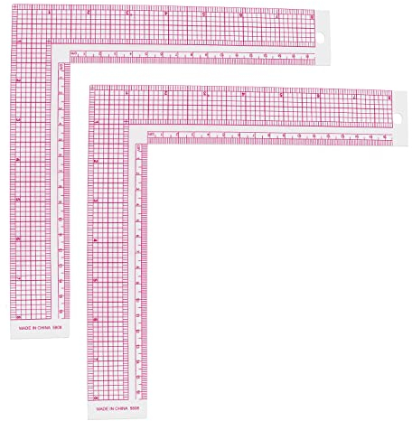Ouligay 2 Stück L-Square Lineal Schneidelineal Groß Nähmaß Zeichnung Nähen Messen 90 Grad L Quadratische Form-Lineal Quadratisches Zeichnen Winkel Lineal Professionelles Schneider Lineal