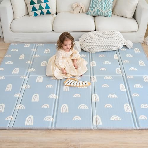 Tappeto Gioco Bambini Pieghevole 180x200x1.5cm Palestrina Neonato Montessori Reversibile Non Tossico E Impermeabile In Schiuma Per Bimbi. Palestra Neonati - Tappeto Tummy Time Neonati - Regalo Bambino