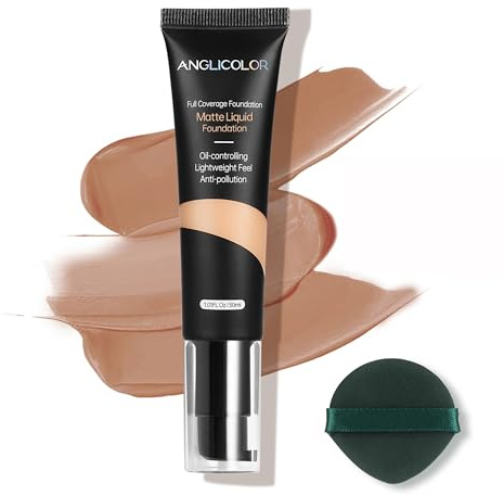 Anglicolor Fondotinta Copertura Totale,Matte Correttore in Crema a Lunga Durata,Copri Tattoo, Acne e Occhiaie,Waterproof E Leggero,Adatto A Tutti I Tipi Di Pelle