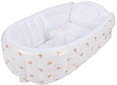 Bañera Inflable Portátil para bebé, Material de PVC, Patrón de Dibujos Animados, Diseño de Brazo Biónico, Respaldo con Bolsa de Gas, Estilo Compacto, Fácil de Usar, Varios Usos