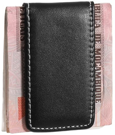 Hpmjz Black Magnetic Money Clip Minimalist Design Cash Wallet Slim Leather Business Money Holder for Card Men Wallet Christmas