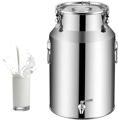 YLKJCE Jarra con Grifo Lechera Acero Inoxidable Grande Cubo para Vino/Recipiente para LáCteos/BidóN De Leche/Jarra con Tapa Sell(Capacity,22liter)