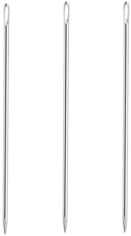 3 StüCk 10cm 3 Mm Dicke Handnadel Extra Lange Stopfnadel – NäHnadeln Mit GroßEm öHr,Rostfreier Stahl FüR MöBel/Leder,Stickerei/Strickerei Und Inneneinrichtung Gerade NäHnadeln Leicht Zu FäDeln