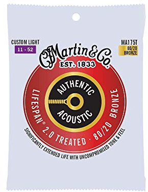 MARTIN Acustico NUOVA VERSIONE Custom Light (11-52) 80/20 Bronzo Durata 2.0, Set singolo