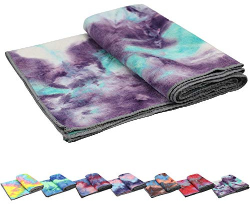 Pefi Serviettes de Yoga antidérapantes à Texture gaufrée, 100% absorbante et inodore, en Microfibre de Taille Standard, 61 x 182,9 cm, pour Yoga Chaud, Bikram, Pilates (Vert et Rose)