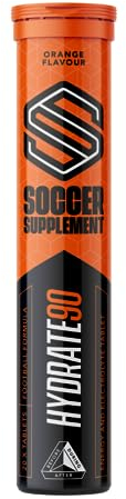 Soccer Supplement Hydrate90 Electrolyte Tablets Orange Flavour (Pack of 20), Hydration Tablets with Electrolytes for Footballers, Flavoured Water Multivitamin Drink