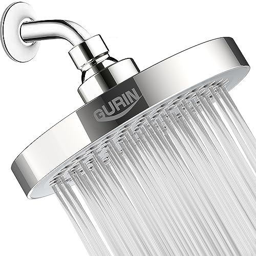 Gurin - High Pressure Rainfall Shower Head - Luxury Bathroom Shower Head with Chrome Finish - Adjustable Angles - Anti Clogging Silicone Nozzles - 2.5GPM