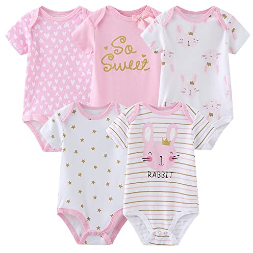 MAMIMAKA Unisex Baby Bodysuits Baby Clothes Short Sleeve Bodysuits Onesies Cotton 5-Pack for Boys and Girls