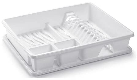 CABLEPELADO Escurreplato de plastico, Escurridor de Platos, Escurridor Fregadero 2 módulos, con Bandeja Anti-Goteo, Plástico, 49 cm de Ancho x 39 cm de Fondo x 10 cm de Altura, Blanco