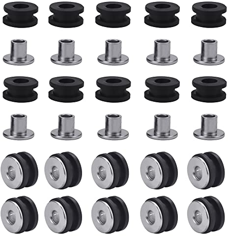 STCRERAG 20 PCS M6 Oeillet Caoutchouc Boulon M6 Acier Rondelles en Caoutchouc Joints de Moto Stable Accessoires de Remplacement pour Carénages(1.8 * 1 * 0.7cm)