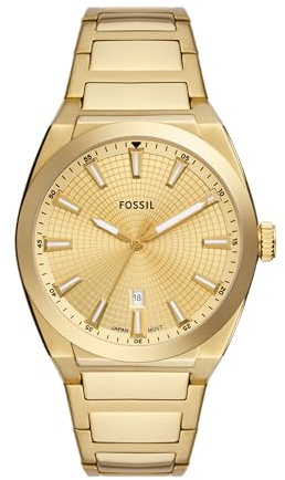 Fossil Men's Watch, Everett Quartz Stainless Steel Three-Hand Watch for Men, Color: Gold