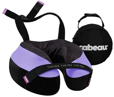 Cabeau Travel Neck Pillow for Airplanes – The Neck’s Evolution, TNE S3 – Supportive Memory Foam Design for Long Haul Flights – Attachable Seat Straps and 360° Support (Paris Lavender)