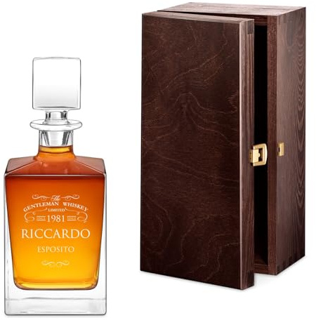 Maverton Decanter per whiskey e bourbon da 810 ml - incisione personalizzata - Caraffa vetro per whisky - Bottiglia per festa del papà o compleanno - pensiero speciale per uomo - Limited