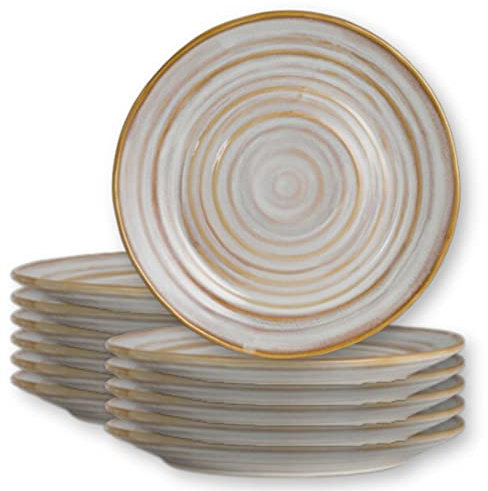 Steelite Stoneware Round Appetizer Plates, Folio Azores Rustic Porcelain Dinnerware, Dishes for Appetizers, Bread and Butter, Small Bits, Commercial Foodservice Restaurants, 6, Costa White, 12 Pc
