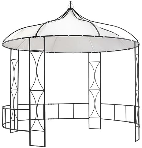 Mengtu Carpa redonda para fiestas, jardín, jardín, tienda de cerveza, resistente a los rayos UV y al agua, 300 x 290 cm, color blanco redondo