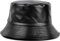 Malaxlx Damen PU Leder Schwarz Fischerhut Bucket Hat Anglerhut Sonnenhut Fischerhüte Sommerhut Faltbarer Strandhut Draussenhut