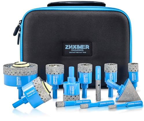Tile Hole Cutter Set, Tile Drill Bits for Glass, Porcelain, Ceramic, Granite, Marble, Stone and More Drilling (12, 6/8/10/20/25/28/32/35/45/65mm/50C/10M)