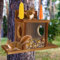 Squirrel Feeder Box Wood Squirrel Food Feeder House with Corn Cob Holders Easy to Open Squirrel Feeding House Squirrel Hanging Stand for Outside Backyard Yard Porch Garden