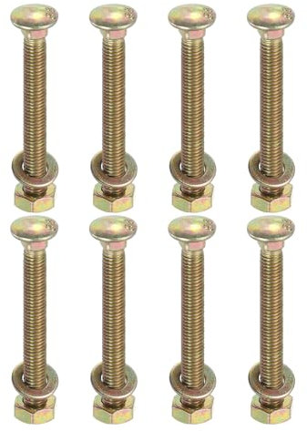 QUARKZMAN M8 x 60mm Carro Pernos Kit, 8 Juego Redondo Cabeza Cuadrado Cuello Tornillos, Carro Pernos Tornillos Juego con Arandelas y Tuercas - Carbono Acero Galvanizado para Sujeción