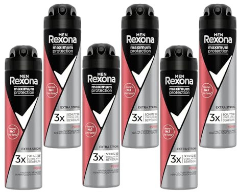 6x Rexona Men Maximum Protection Spray Power - Anti-Transpirant mit 48 Stunden Schutz gegen starkes Schwitzen und Körpergeruch - 150 ml (6er Pack)
