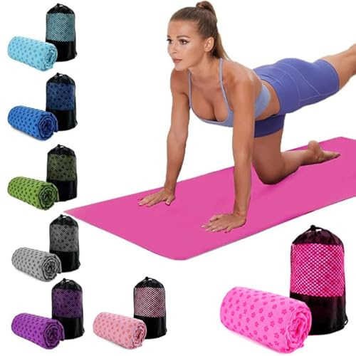 DZOZO Yoga Mat Towel Non Slip Hot Yoga Blanket Super Soft Sweat Absorbent Microfiber Mat Cloth with Mesh Bag