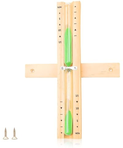 KINHARD Sauna Sanduhr 15 Minuten, Holz Saunauhr Sanduhr, 360° Drehung Sanduhr Sauna, 15 Minuten Countdown Drehbare Sauna Uhr, mit Schrauben, für Saunen, Küchen, Fitnessstudios