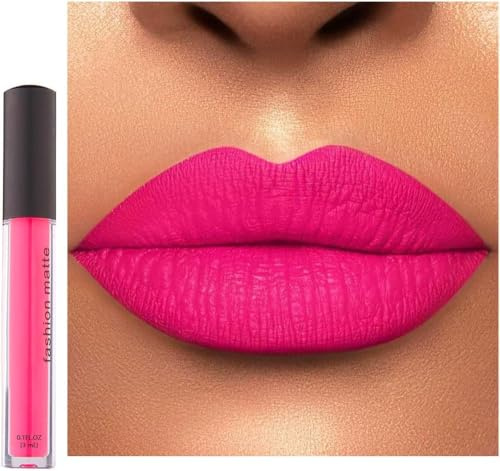 Velvet Matte Liquid Lipstick, Bright Hot Pink, Waterproof, Long-Lasting, 3ml