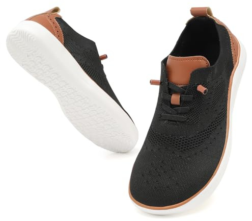 CFVKPT Mens Barefoot Dress Shoes Wide Toe Box Zero Drop Oxfords Shoes Business Casual Sneakers Size 6.5-13.5(Black,46)