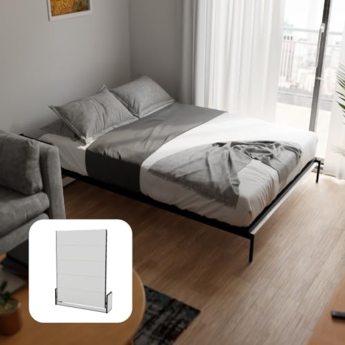 Wallbedking Letto A Scomparsa Studio Verticale 160x200 cm con Pistoni a Gas, Telaio Metallico Robusto, Capacità 350 kg, Ideale per Stanze Piccole o Monolocali, Salvaspazio, Materasso Non Incluso