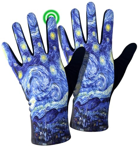 Berkin Arts Gants thermiques d'hiver – Gants longs et chauds avec adhérence antidérapante, coupe-vent et imperméables, idéaux pour le vélo, la course à pied et les travaux extérieurs (Nuit étoilée)