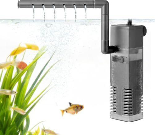 PYPABL Filtre Interne Submersible pour Vasca da Pesci, Filtre d'Aquarium avec Pompe à Eau pour Vasques à Poissons et Crevettes Jusqu'à 75L(4W pour 10-75L)