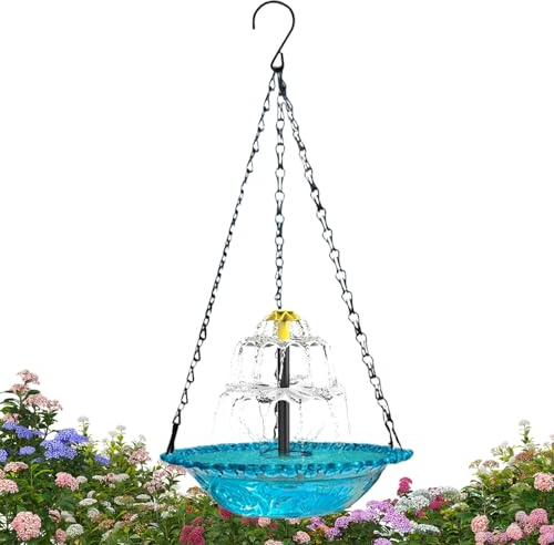 Fontana Solare | estetica a Cascata | Fontana da Bagno per Uccelli a energia Solare | per Giardino Patio Balcone Decorazione Esterna per Colibrì Farfalla di fringuelli