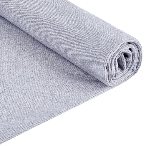 BENECREAT - Tela costa (100 x 70 cm, algodón, tejido de jersey acanalado para reparar, puños y cuello y pantalones, dobladillo, bricolaje, costura, gris