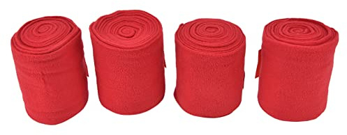 KKPLZZ 4 Piezas de Vendaje para Patas de Caballo, Autoadhesivo, Transpirable, Resistente Al Desgaste, Vendaje para Patas de Animales para Caballos, Vacas, Perros y Gatos, con Ganc (Rojo)