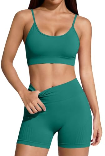 Générique Ensemble sport femme 2 pièces d'été soutien-gorge push-up de yoga et legging short taille haute idéal pour la gymnastique et jogging