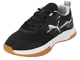 PUMA Varion li Jr Indoor Court Shoe, Black Cool Light Gray Yellow Blaze Gum, 35.5 EU