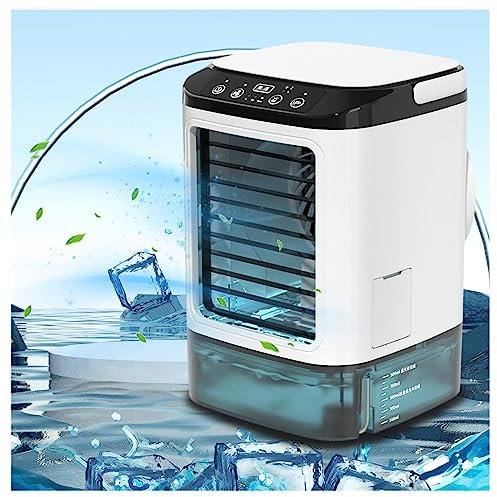 VVLXRIC Aria Condizionata, Serbatoio da 900ml,con Ghiacciaia,3 velocità Rinfrescatore d'Aria 2 modalità di Nebbia, 7 Luci Colorate Condizionatore Mini Ideale per Le Camere da Letto Dell'Home Office