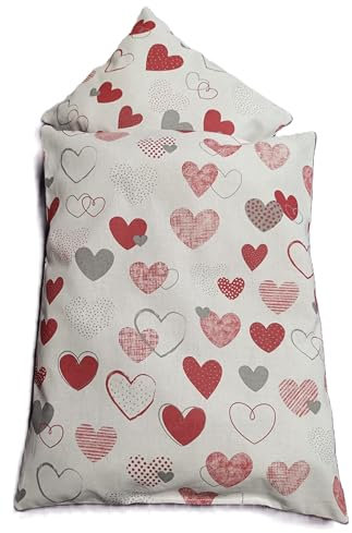 Puppenbettwäsche aus Baumwolle, 2tlg Set. Decke 33h x 26b, Kopfkissen 15h x 20b für kleine Puppenwagen, Moseskorb