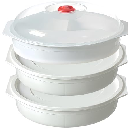 SPORWAY Platos para Microondas con Tapa: 3 Compartimentos de División, Recipientes de Almacenamiento y Calefacción, Vajilla con 3 Pisos