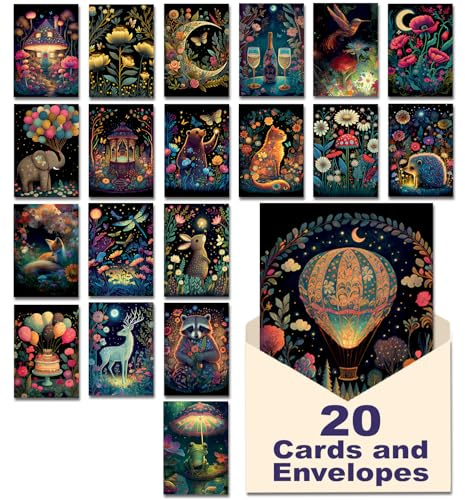 Leanin' Tree Night Garden - Made in USA - 20 All Occasion Cards Assortment Box with Envelopes, Greeting Cards Assortment Box, Includes Birthday, Thank You, Blank, Encouragement, Anniversary and more