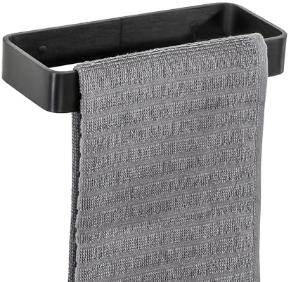 SAYAYO Toalleros de Baño Sin Taladro 20cm Toallero Adhesivo Baño Toallero Negro Colgador Toalla Baño Adhesivo para Baño y Cocina, EGYS24030-200-3M-B