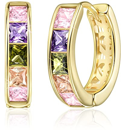 Linawe Petites créoles pour femmes avec pierres précieuses | Boucles d'oreilles, Creole, Petit anneau, Cuivre, Dorée, Plaqué or, Strass, Zircon, Cristal, Diamant, Brillant, Bijoux