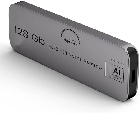 SSD esterno portatile da 128 Gb, fino a 1050 MB/s Unità a stato solido esterna USB 3.2 Gen2 ultra veloce Mini SSD esterno USB-C per laptop, dispositivi di tipo C, per uso professionale, gar. Italia
