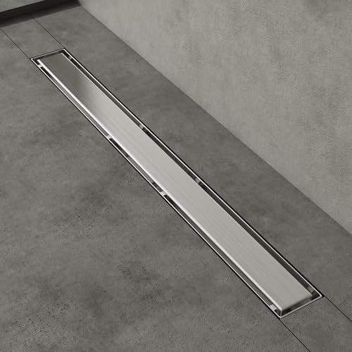 Mai & Mai Duschrinne 80cm Bodenablauf aus Edelstahl | Komplettset Ablaufrinne für Badezimmer | Befliesbar Wasserabfluss 35L/min | Haarsieb Chrom KE110