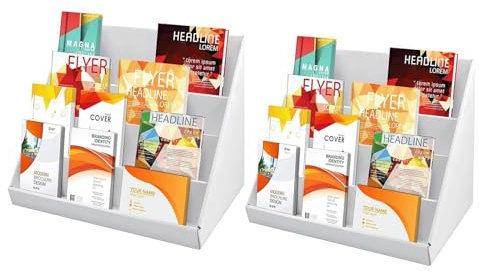 CROWNSHOP 2PCS Cardboard Display Stands 38x22x20CM Kids Bookshelf 4 Tier Storage Stands White Pre-assembled Retail Display Rack for Toys Books