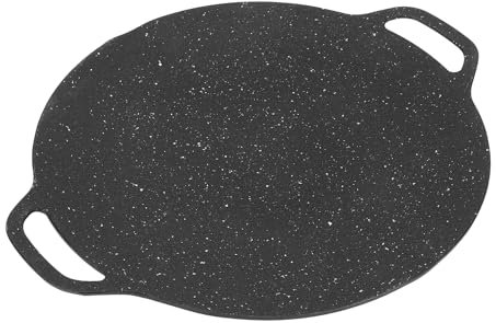 Korean Grill Pan 14.2in Nonstick Round BBQ Griddle Aluminum Alloy for Indoor Outdoor Grilling